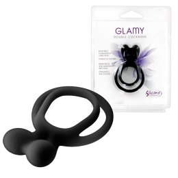 Podwójny pierścień erekcyjny na penisa Double Cockring Black marki Glamy
