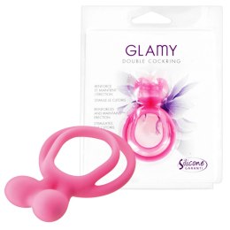 Podwójny pierścień erekcyjny na penisa Double Cockring Pink marki Glamy