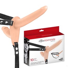 Vibrating Strap-on With Double Dildo Flesh USB