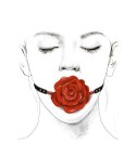 Knebel w kształcie róży Doll Series Rose Ball Gag Black Straps marki ZALO