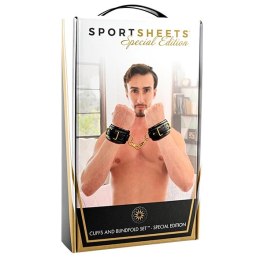 Zestaw BDSM Kajdanki i opaska Cuffs and Blindfold Set Special Edition od Sportsheets