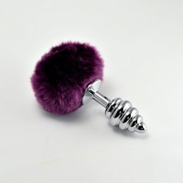 Metalowa zatyczka analna z króliczym ogonkiem Spiral Pompon Metal Plug Purple marki Lovetoy (fioletowy)