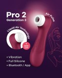 Pulsacyjny stymulator łechtaczki Pro 2 Generation 3 Bluetooth/Aplikacja w kolorze czerwonego wina od Sarisfyer